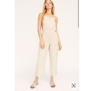 Free People Linen Tie Overalls - in Natural